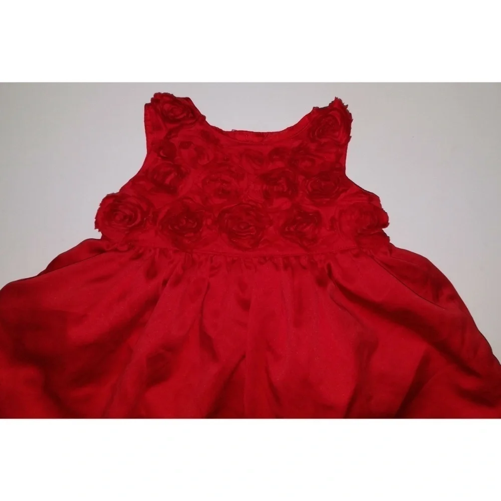 Carter's Red Rose Flower Dress Baby 3 Months Flower Girl Wedding Holiday Picture